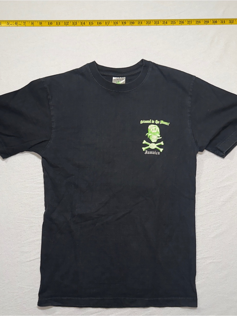 Vintage stoned to the bone Black Graphic Jamaica Skull Tee - Unbranded